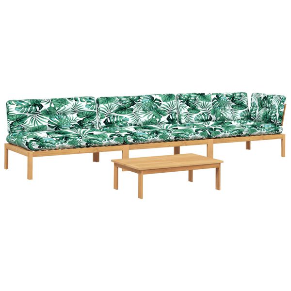 vidaXL Sofos komplektas i&scaron; palečių su pagalvėlėmis, 4 dalių, akacija
