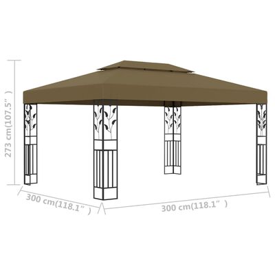 vidaXL Pavėsinė su dvigubu stogu, taupe spalvos, 3x4m, 180g/m²