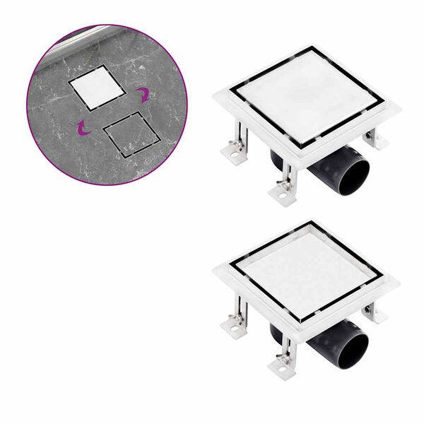 vidaXL Du&scaron;o latakas su 2-1 dangteliu, 15x15cm, nerūdijantis plienas