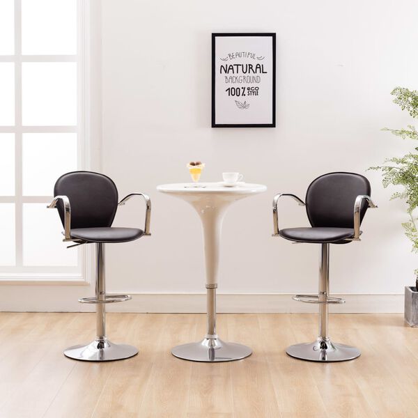 vidaXL Baro taburetės su porankiais, 2vnt., rudos, dirbtinė oda