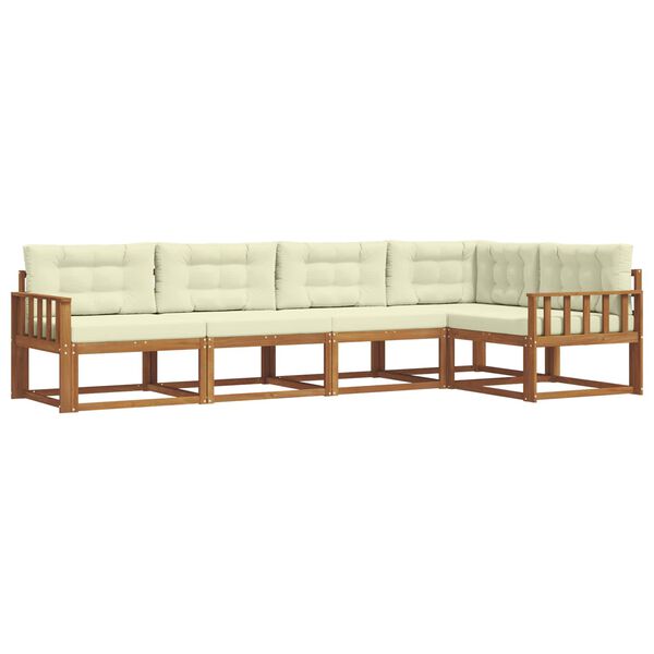 vidaXL Lauko sofos komplektas su pagalve 5 pcs Natūralus ir grietinėlė