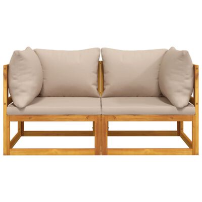 vidaXL Modulinės kampinės sofos su pagalvėmis, 2vnt., akacijos masyvas