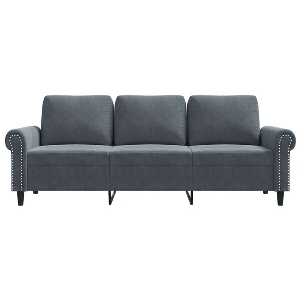 vidaXL Trivietė sofa, tamsiai pilkos spalvos, 180cm, aksomas