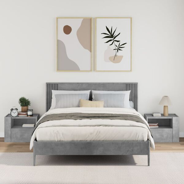 vidaXL Sieninės naktinės spintelės, 2vnt., betono pilkos, 45x30x35cm