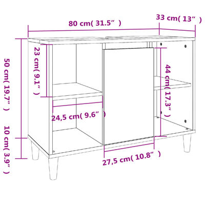 vidaXL Vonios baldų komplektas, 2 dalių, baltas, apdirbta mediena
