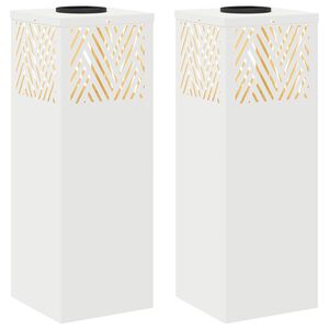 vidaXL Saulės LED &scaron;aligatvio &scaron;viesa 2 vnt. &Scaron;ilta balta 18 x 18 x 50 cm
