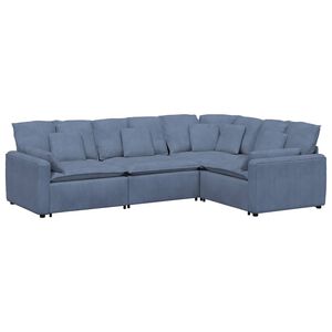 vidaXL Modulinė sofa su pagalvėlėmis, velvetas, mėlyna