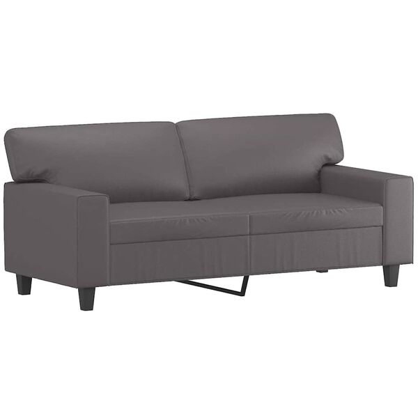 vidaXL Dvivietė sofa, pilkos spalvos, 140cm, dirbtinė oda