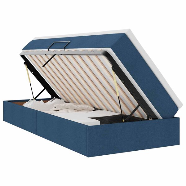 vidaXL Lova su daiktų laikymo vieta ir čiužiniu Mėlyna 100 x 200 cm