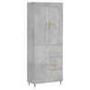 vidaXL Komoda, betono pilkos spalvos, 69,5x34x180cm, apdirbta mediena