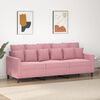 vidaXL Trivietė sofa, rožinės spalvos, 180cm, aksomas