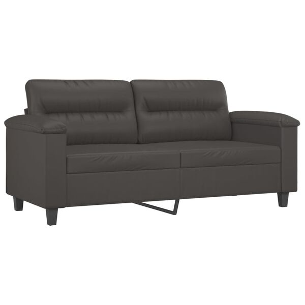 vidaXL Dvivietė sofa, pilkos spalvos, 140cm, dirbtinė oda