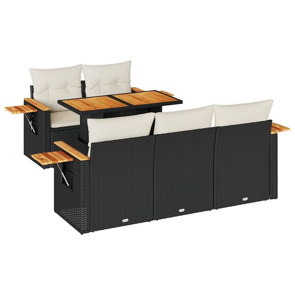 vidaXL Sodo komplektas su pagalvėlėmis, 6 dalių, poliratanas/akacija