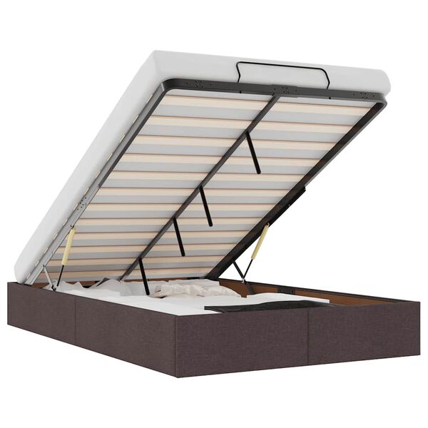 vidaXL Osmanų lovos rėmas be čiužinio, rudas, 120x190cm, audinys