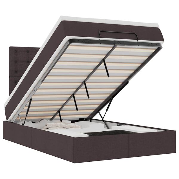 vidaXL Osmanų lovos rėmas su čiužiniu, rudas, 120x190 cm, audinys