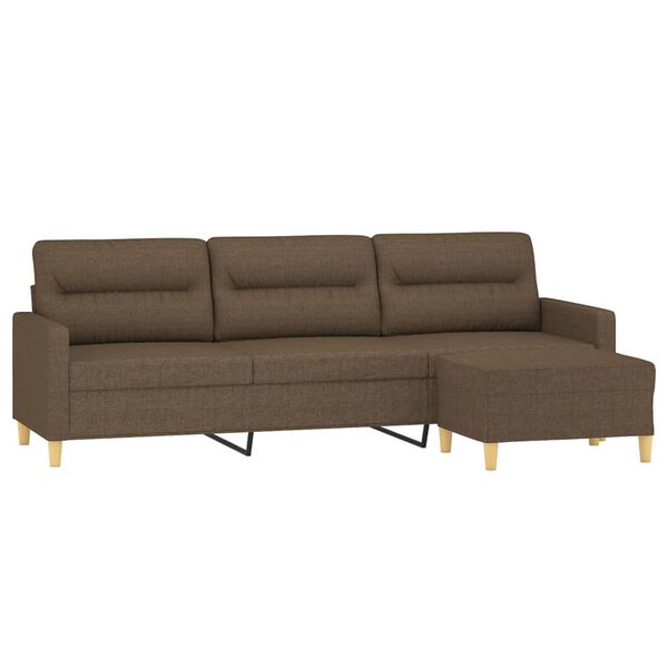 vidaXL Trivietė sofa su pakoja, rudos spalvos, 210cm, audinys
