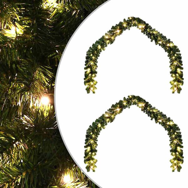 vidaXL Kalėdinė girlanda su 600 LED 2 pcs Žalia PVC