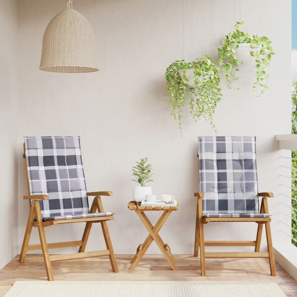 vidaXL Atlo&scaron;iamos sodo kėdės su pagalvėlėmis, 2vnt., tikmedžio masyvas