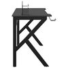 vidaXL Žaidimų stalas su K formos kojelėmis, juodas, 110x60x75cm