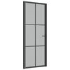vidaXL Vidaus durys, juodos, 83x201,5cm, matinis stiklas ir aliuminis