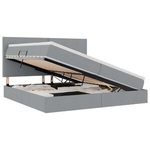 vidaXL Lova su daiktų laikymo vieta ir LED &Scaron;viesiai pilka 200 x 200 cm
