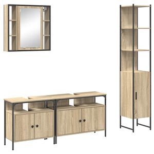vidaXL Vonios baldų rinkinys 4 pcs Sonoma ąžuolas Apdirbta mediena