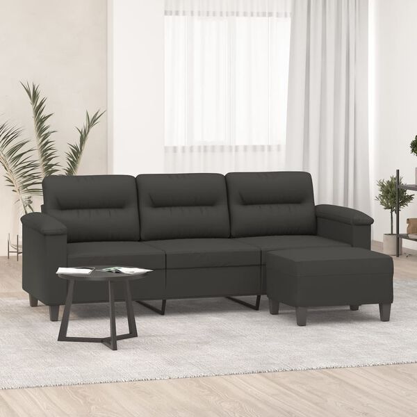 vidaXL Trivietė sofa su pakoja, tamsiai pilka, 180cm, audinys