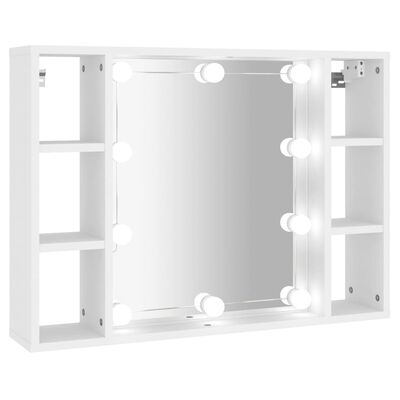 vidaXL Veidrodinė spintelė su LED apšvietimu, balta, 76x15x55cm