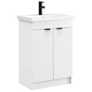 vidaXL Vonios baldų rinkinys Balta 56 x 37,5 x 81 cm Apdirbta mediena