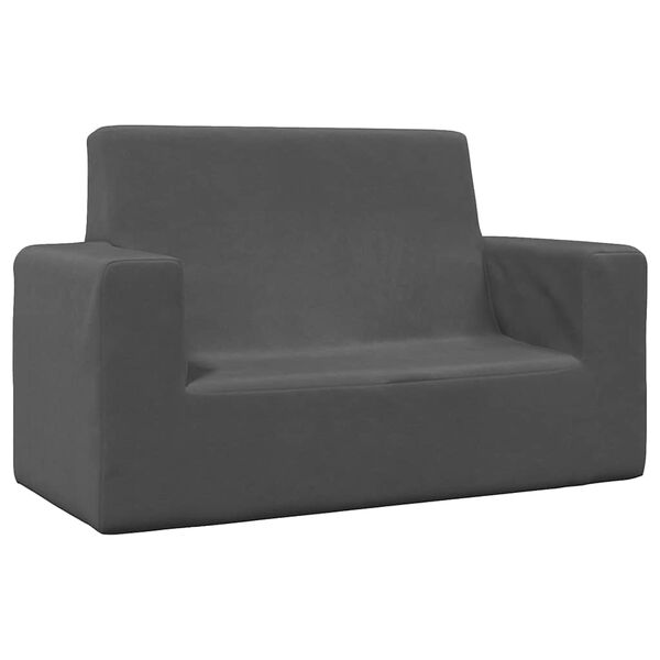 vidaXL Dvivietė vaikiška sofa, antracito spalvos, minkštas pliušas