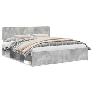 vidaXL Lovos rėmas Betono pilka 180 x 200 cm Kietos pu&scaron;ies mediena
