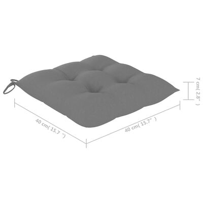 vidaXL Bistro komplektas su pilkomis pagalvėlėmis, 3 dalių, tikmedis