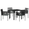 vidaXL Sodo valgomojo komplektas 5 pcs Juoda PE ratanas