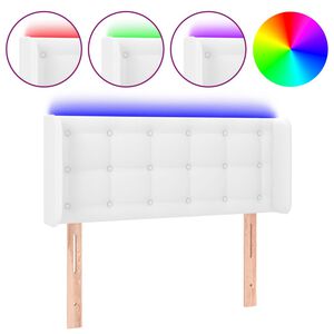 vidaXL Galvūgalis su LED, baltos spalvos, 83x16x78/88cm, dirbtinė oda