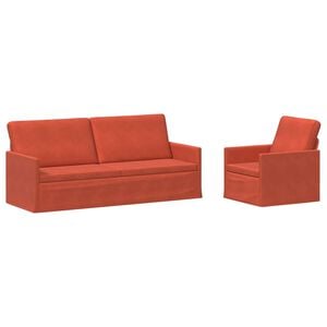 vidaXL Sofos komplektas 2 pcs Raudona oranžinė Kordūrinis audinys