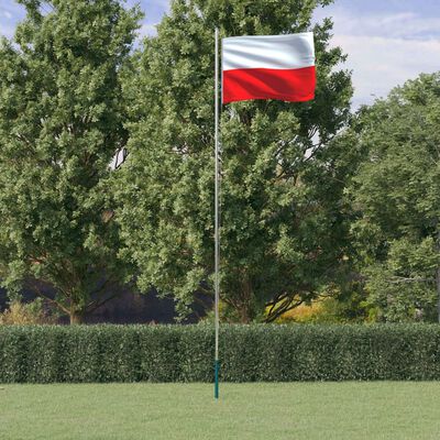 vidaXL Lenkijos vėliava su stiebu, aliuminis, 6,23m