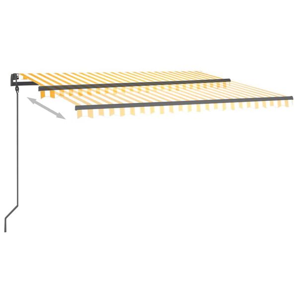 vidaXL Automatinė markizė su LED/vėjo jutikliu, geltona/balta, 4x3m