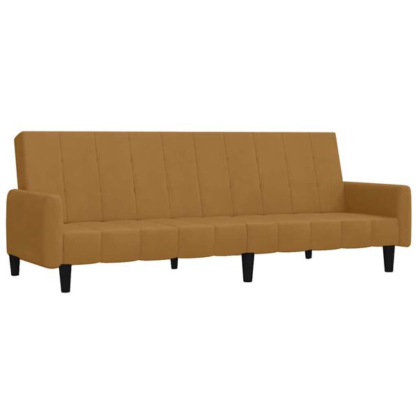 vidaXL Dvivietė sofa-lova, rudos spalvos, aksomas