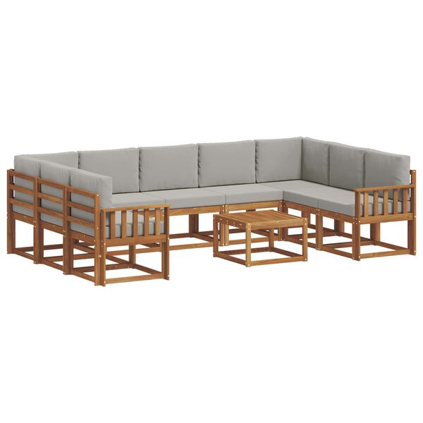 vidaXL Lauko sofos komplektas 10 pcs Natūrali ir &scaron;viesiai pilka
