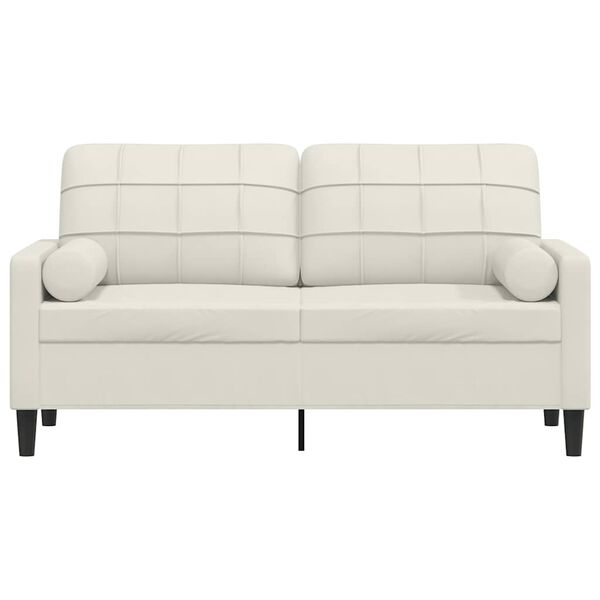 vidaXL Dvivietė sofa su pagalvėlėmis, kreminės spalvos, 140cm, aksomas