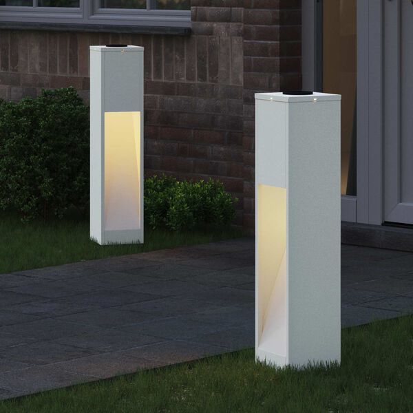 vidaXL Saulės LED takų &scaron;viestuvas 2 pcs Balta &Scaron;altai valcuotas plienas