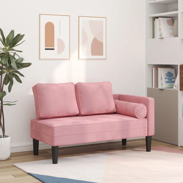 vidaXL Poilsio sofa su pagalvėlėmis, rožinės spalvos, aksomas