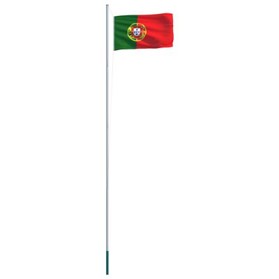 vidaXL Portugalijos vėliava su stiebu, aliuminis, 6,2m