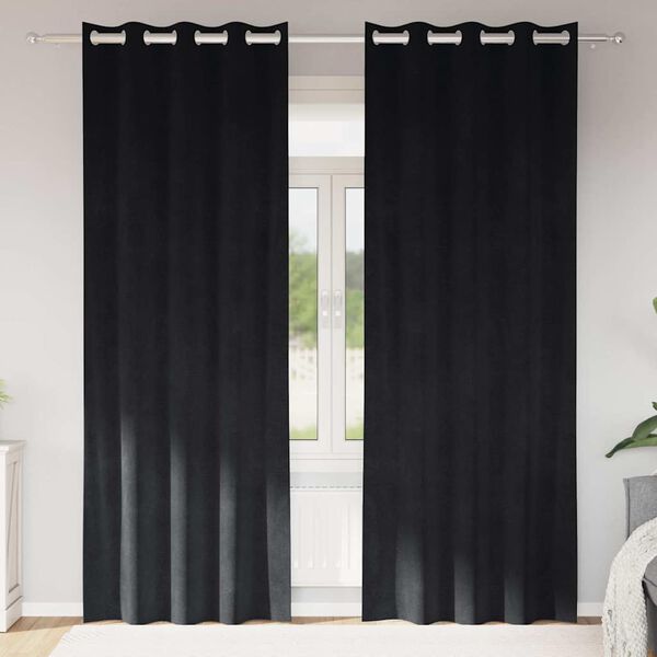 vidaXL Užtemdymo užuolaidos 2 pcs Juoda 140 x 245 cm Aksomas