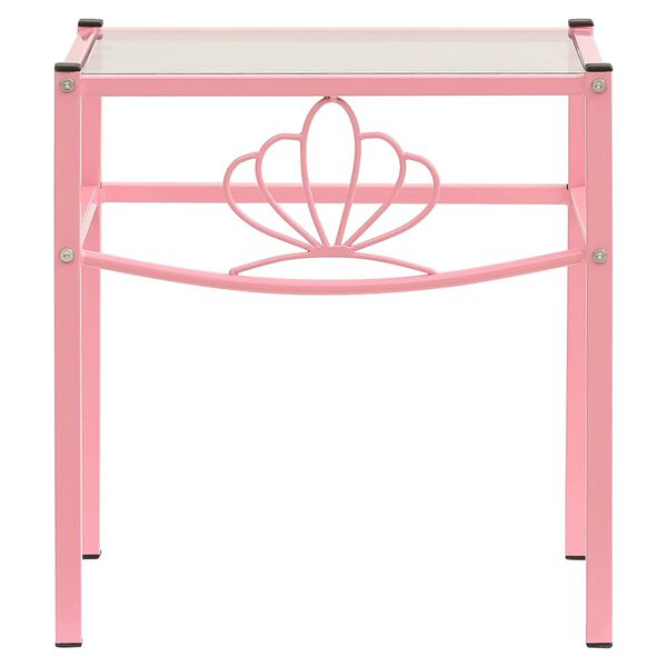 vidaXL Naktinės spintelės, 2vnt., rožinės/skaidrios, metalas/stiklas
