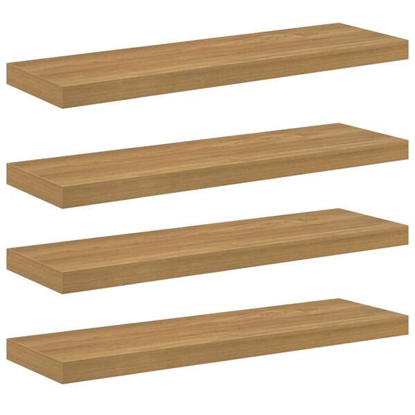 vidaXL Sieninė lentyna 4 pcs Ruda 90 x 23,5 x 4 cm Apdirbta mediena