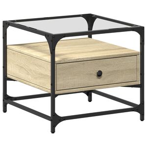 vidaXL Kavos staliukas, sonoma ąžuolo, 50x50x45cm, plienas