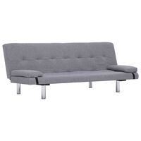 vidaXL Sofa-lova su dviem pagalvėm, švies. pilkos sp., poliesteris