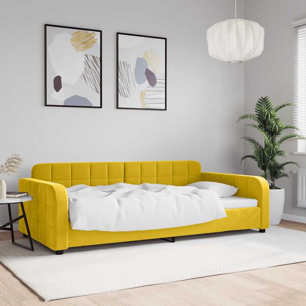 vidaXL Sofa, geltonos spalvos, 100x200cm, aksomas