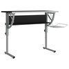 vidaXL Stalas, juodas/pilkas, 110x53x(58&ndash;87)cm, mediena/plienas